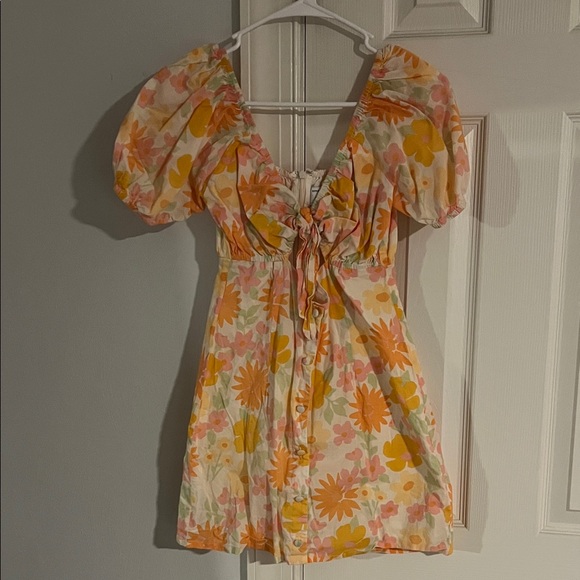 Sabo Skirt Floral Dress - Orange and Yellow bin 2 - Picture 2 of 8